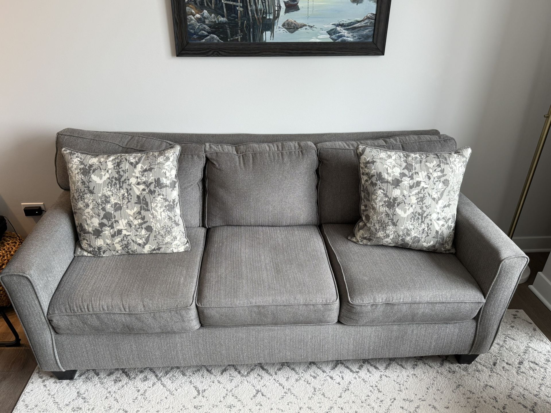 Dark Gray Living Room Couch With Pillows
