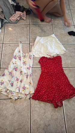 Two rompers size s skirt $3 each