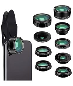 Cellphone camera lens,9 in 1 wide angle lens compatible with iphone and android