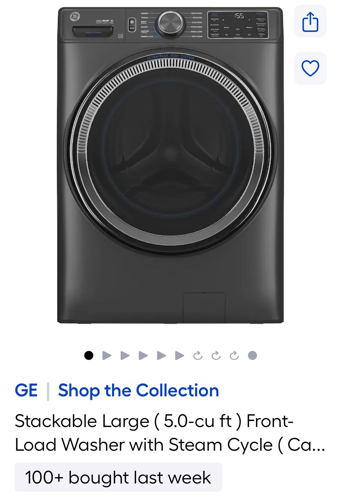 Stackable Large ( 5.0-cu ft ) Front-Load Washer with Steam Cycle ( Carbon Graphite ) https://offerup.co/faYXKzQFnY?$deeplink_path=/redirect/