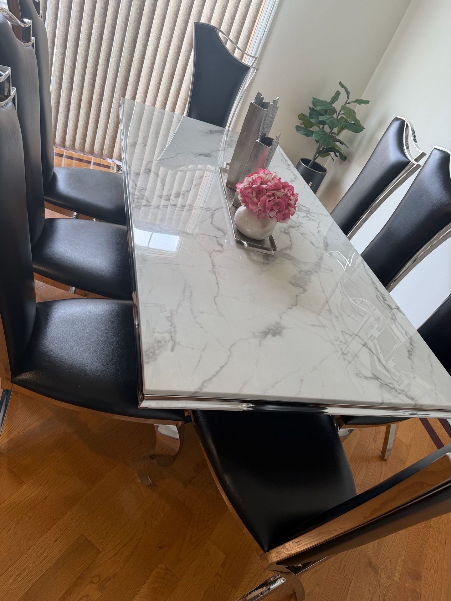Granite dining table with 8 chairs