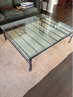 Glass and Iron Coffee Table