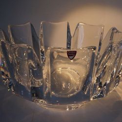 Orrefors Corona Crystal Bowl – Lars Hellsten, Signed LH 4384-14, 8.5" Sweden