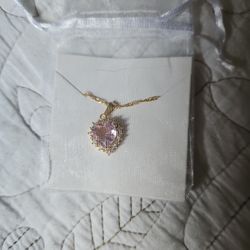 Pink Gem Heart Necklace
