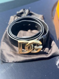 Authentic Dolce & Gabbana big DG Gold Buckle Leather Belt Black Size 36/90