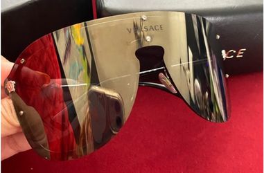 Versace Frenergy Silver Mirror Shield Sunglasses unisex