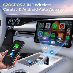 Wireless Carplay Adapter for iPhone, Convert Wired Carplay to Wireless, 2 in 1 Plug and Play Android Auto and Carplay Adapter for iOS 10 Android 11 an