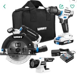 HART 20V 3-Tool Combo Kit, Drill, 6-1/2" Circular Saw, and LED Light 1 Each