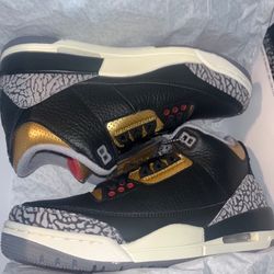 AIR JORDAN 3 RETRO Women – Black/Fire Red-metallic Gold-cement Grey  Size 5 And 7