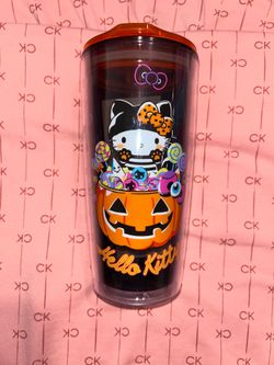 Hello Kitty Black Orange Halloween Candy Tumbler