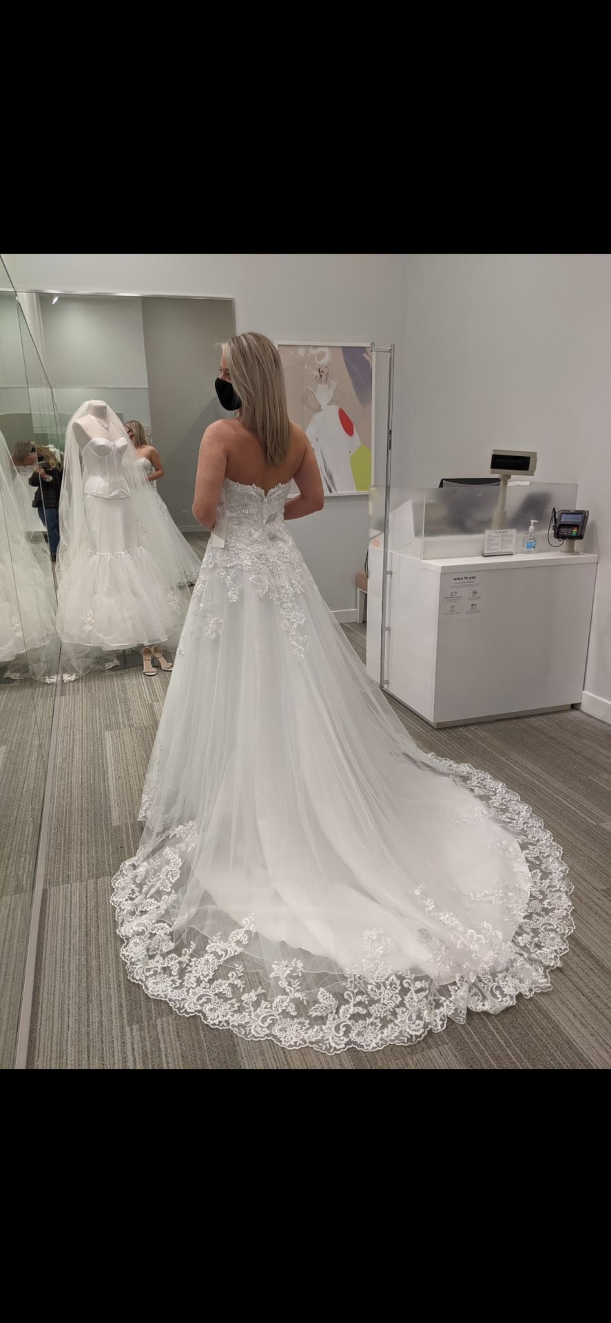 David’s Bridal Lace And Tull Ball Gown Wedding Dress