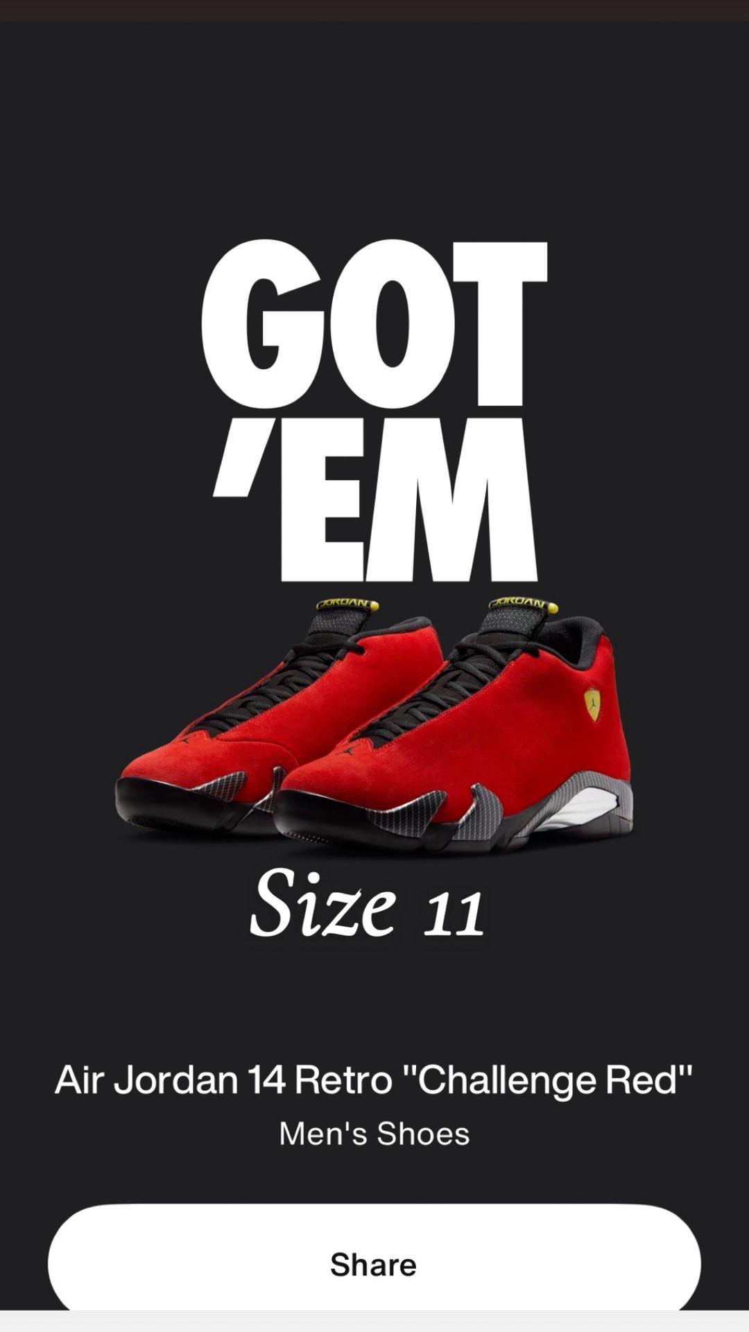 Jordan 14 - Ferrari (2025) - Size 11