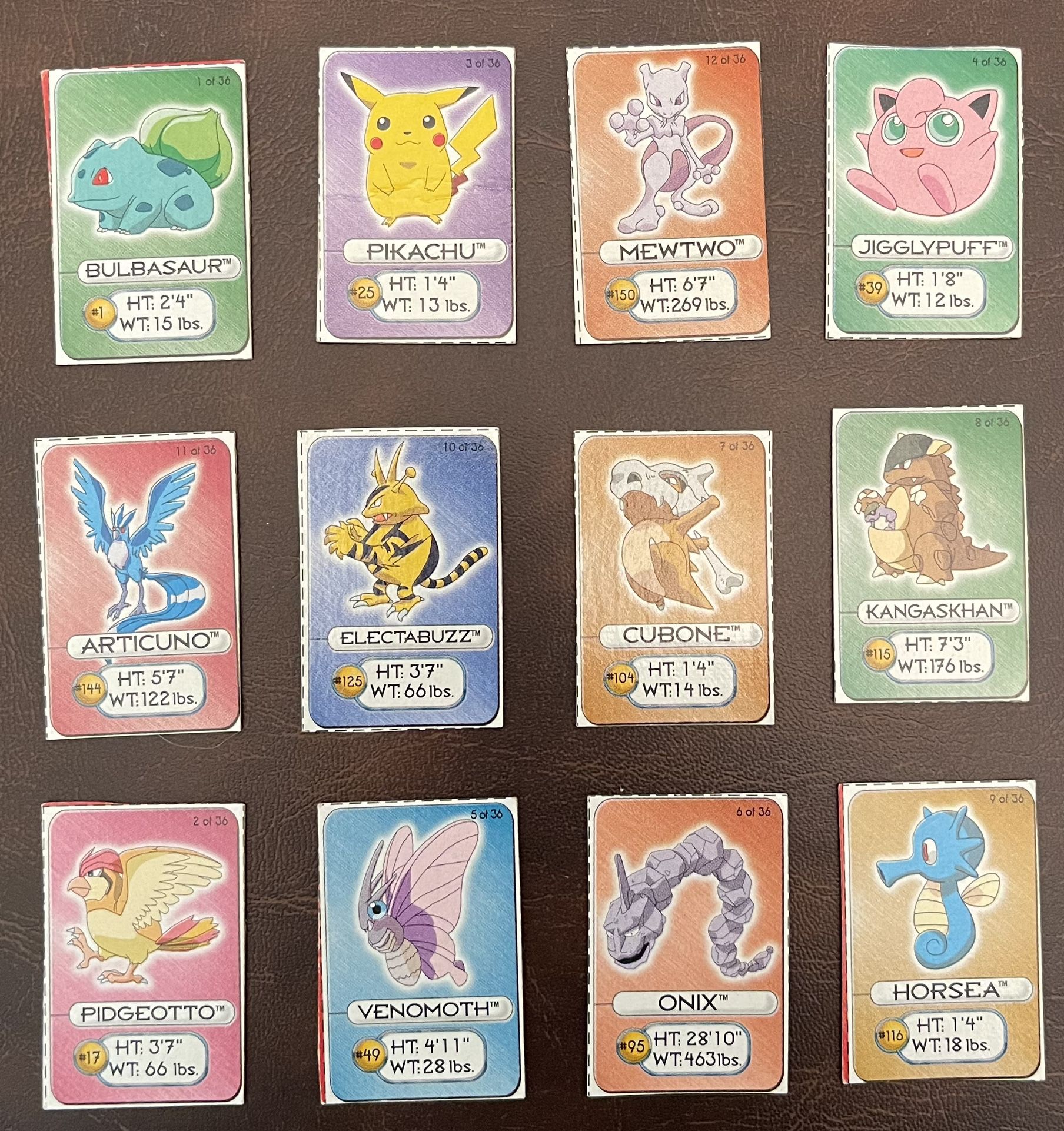 12 Pokémon Hand Cut From Cereal Boxes 