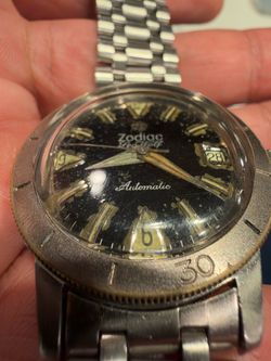Vintage Zodiac Sea Wolf Automatic Diver Watch Signed JB Champion Bracelet 20ATM