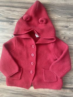 12-18 GAP Red Cable Knit Hooded Sweater With Pockets - $10!