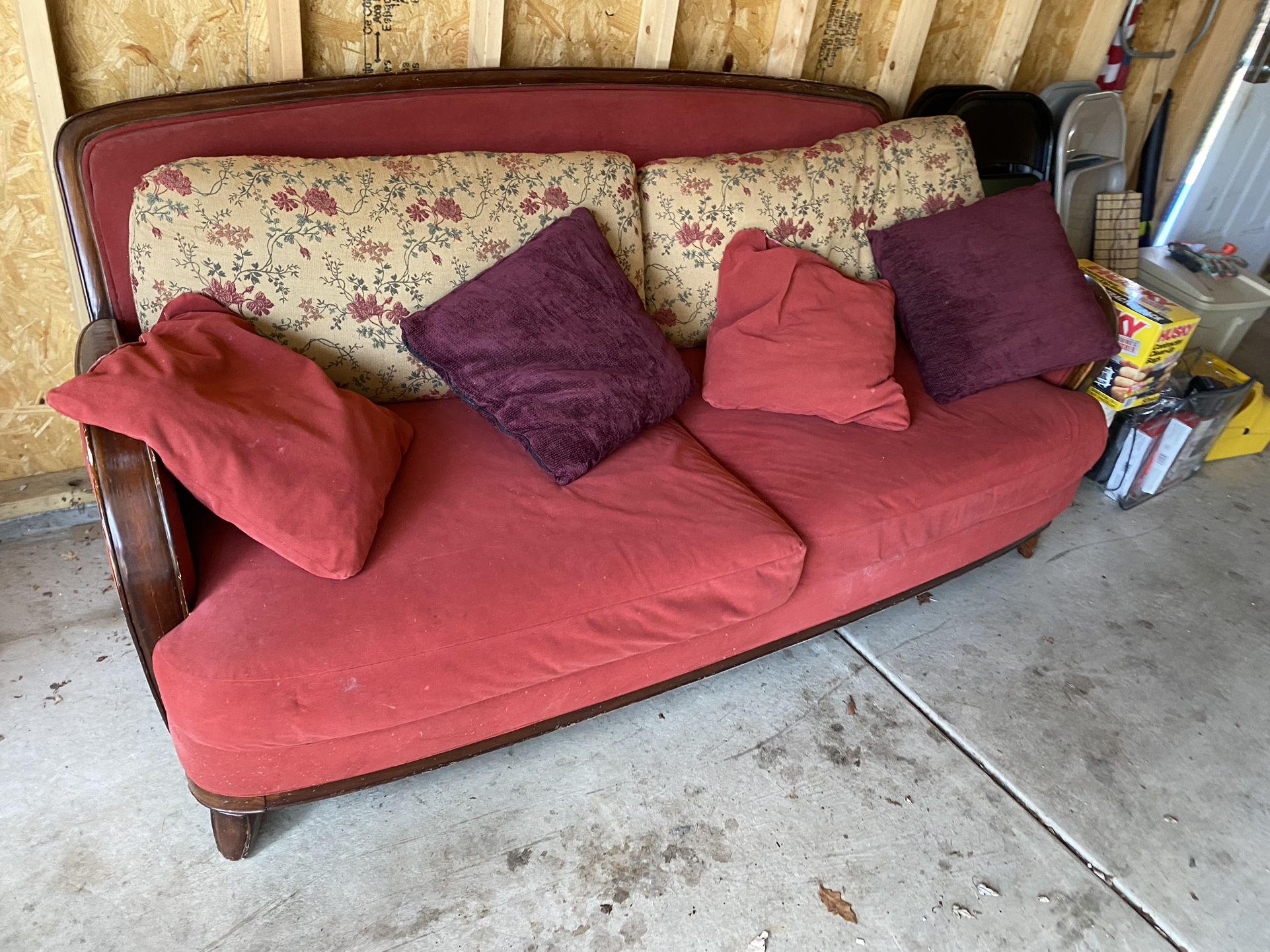 Red Cloth - Wooden Sofa