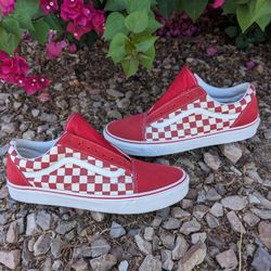 Vans Old Skool Classic Skate Shoes Primary Check Racing Red White Men's 12