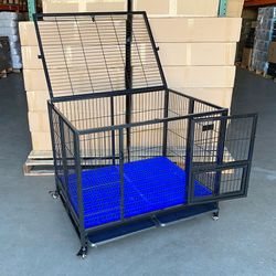 (NEW) $180 Large Heavy-Duty Dog Crate 41”x31”x34” Single-Door Folding Cage Kennel w/ Plastic Tray