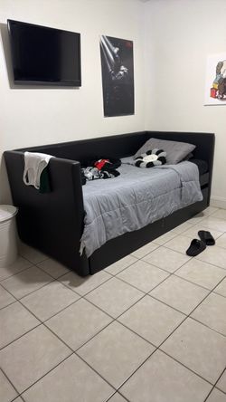 Black Faux Leather Daybed Frame
