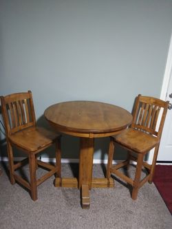 Pub style table and 2 chairs