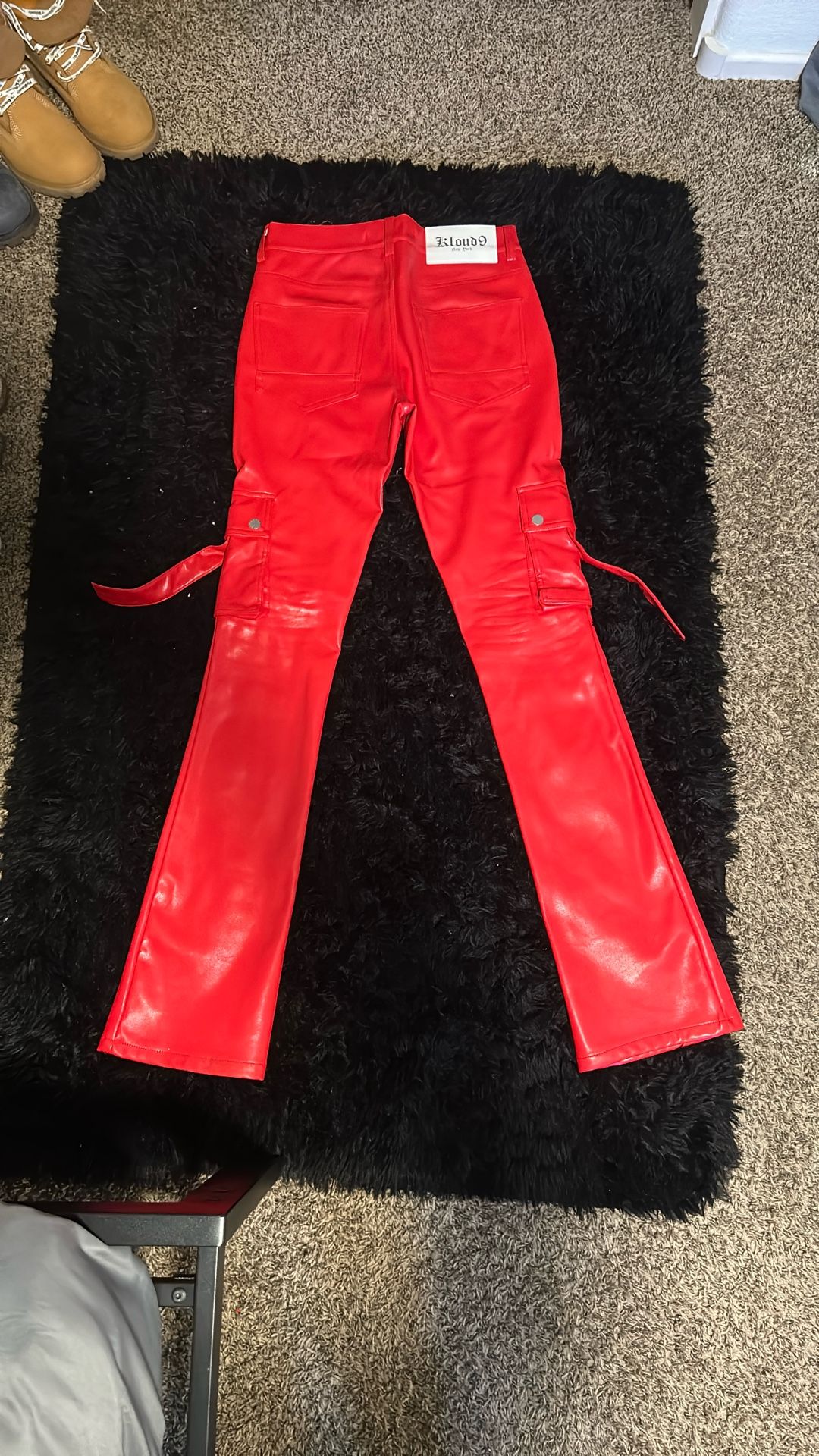 red leather Stack Jeans