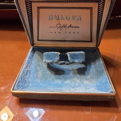 Vintage Bulova Fifth Avenue New York Presentation Box Watch Case Blue Velvet Decent Shape
