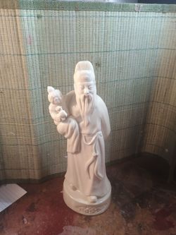 Chinese Blanc De Chine porcelain figurine likely depicting Fu Lu Shou