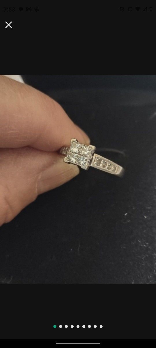14K WHITE GOLD REAL DIAMONDS ENGAGEMENT RING