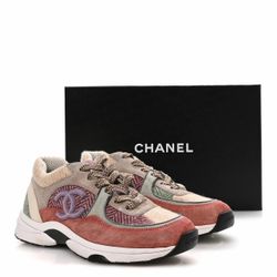 Chanel CC Logo Multicolor Suede Sneakers