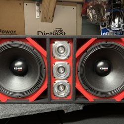 Brand New 12” Kong Audio Midbass Midrange Highs Loud Speaker Box 