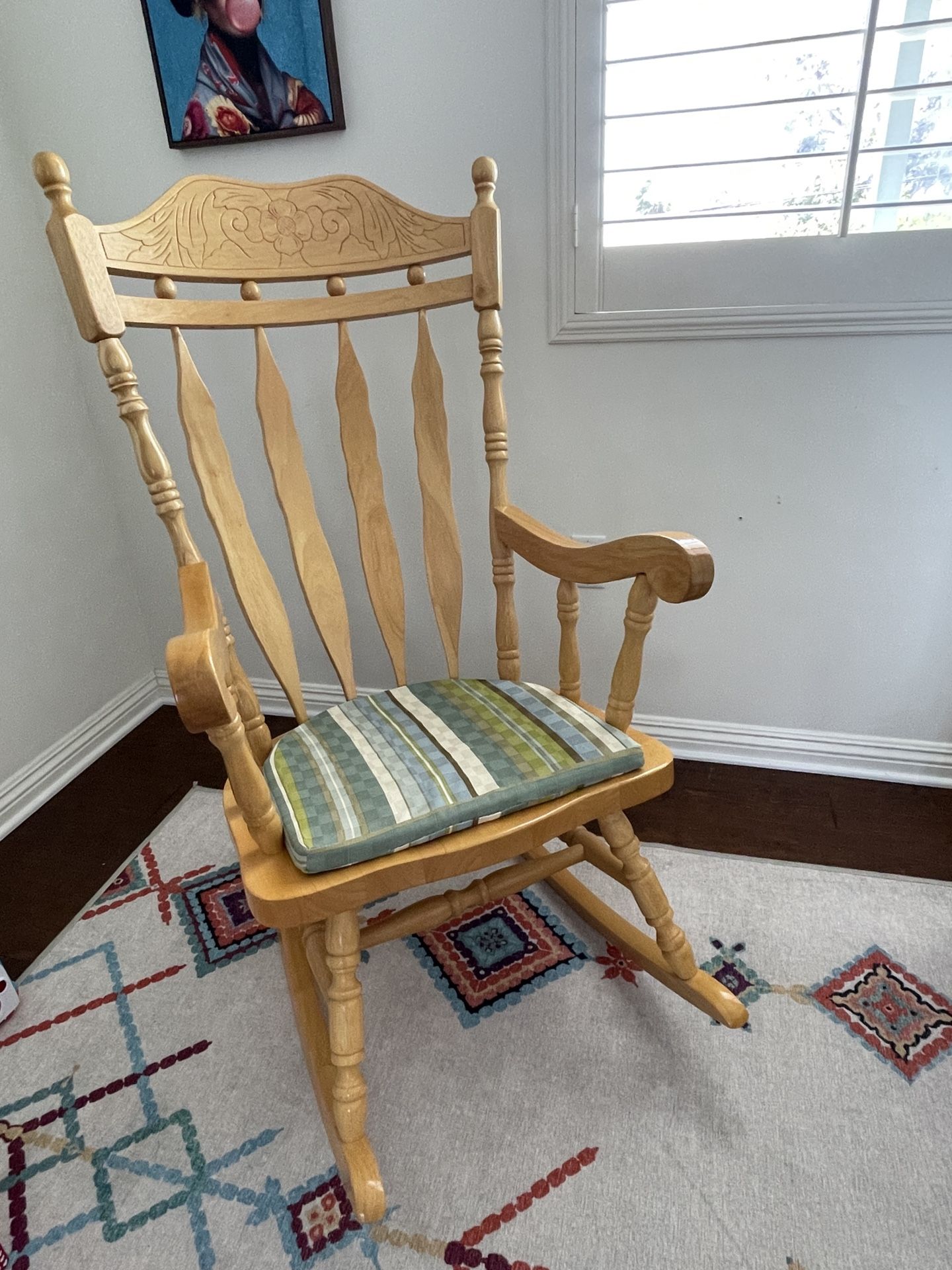 Solid Wood Rocking Chair In Great Condition Looks Like New