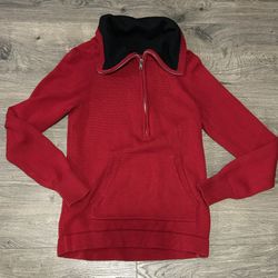 RALPH LAUREN Co LRL Sweater Small Women’s Red Half Zip Collar