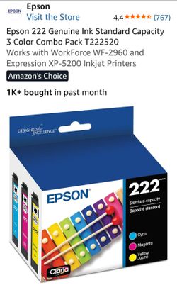 NEW SEALED GENUINE EPSON 222 3 PACK REPLACEMENT INK