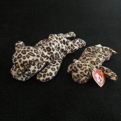 Ty Beanie Babies Freckles The Leopard 1996 - Both Regular Size And Teeny Versions 