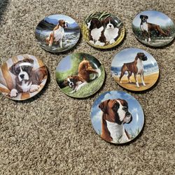 Danbury Mint Vintage Collector Set Of 7 Boxer Plates By Simon Mendez