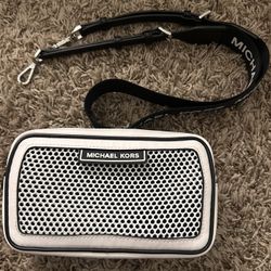Michael Kors White Purse With Black Strap