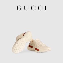 GUCCI Gucci Rhyton Series Men's Gucci Logo Cowhide Sneakers