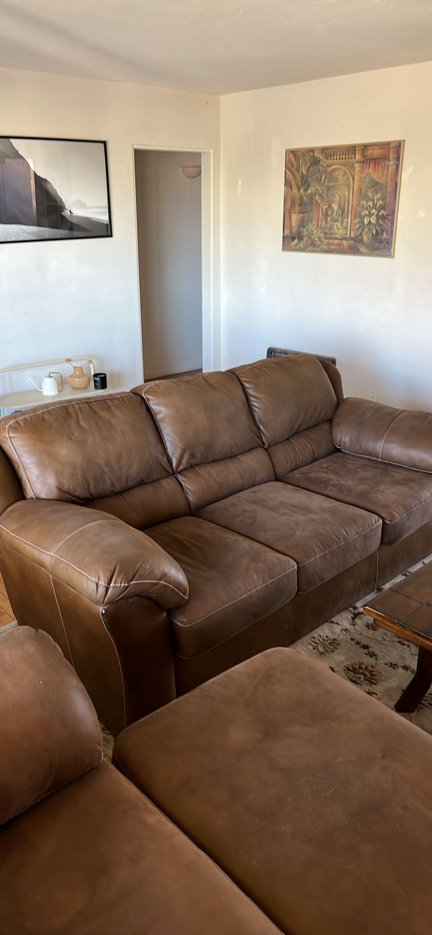Leather Living room set (couch, loveseat, coffee table)