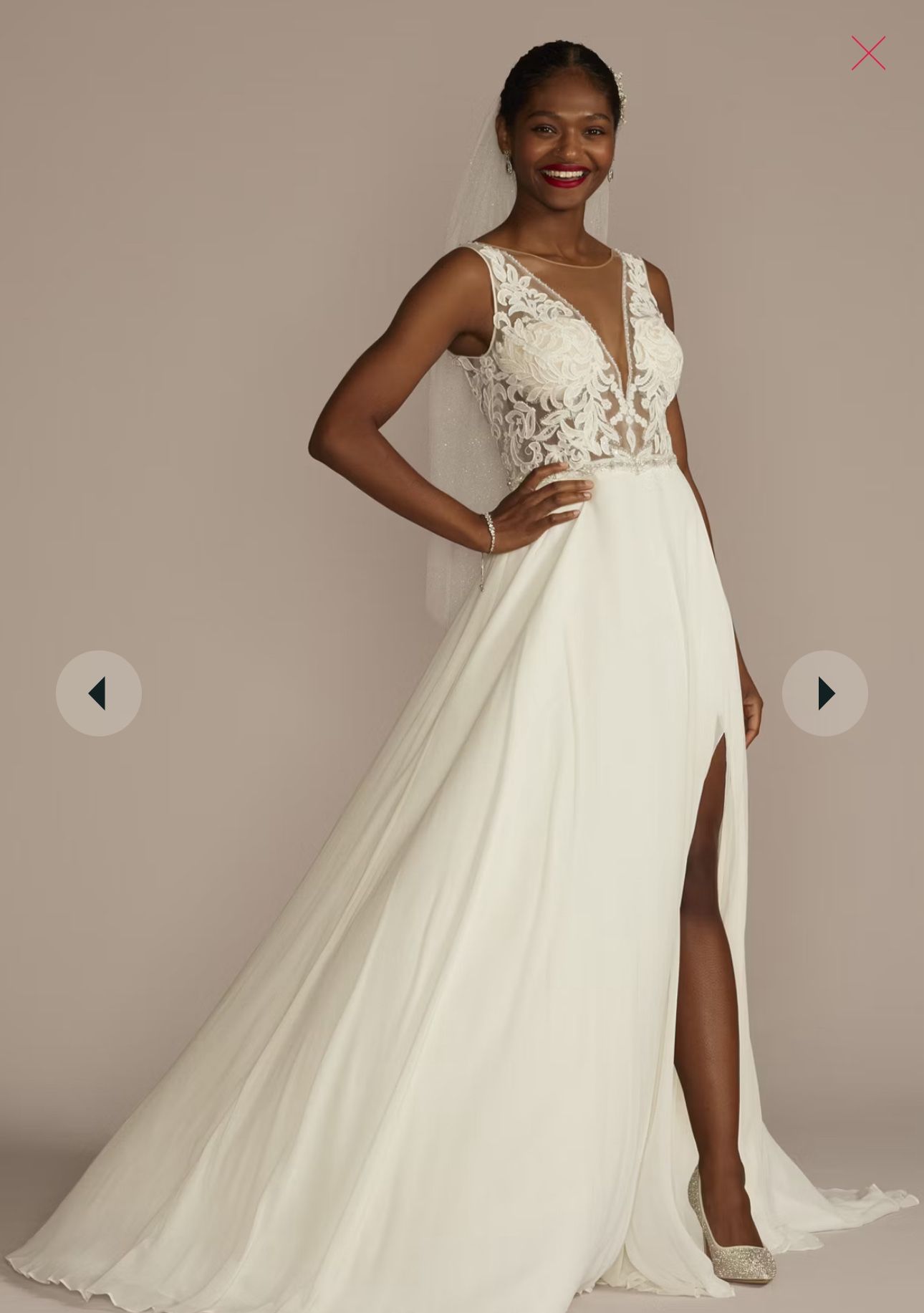 Applique Illusion Chiffon Wedding Dress