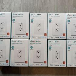 Set of 10 Kasa Smart Plug KP300, In-Wall Smart Home Wi-Fi Outlet Works With Alexa, Google Home & IFTTT, No Hub Required, ETL Certified, White