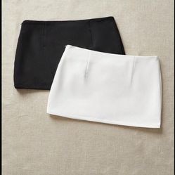 2 Color Mini Skirt, Minimalist, Fashion, Casual, Solid Color