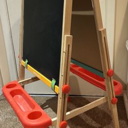 Kid Size Easel With Chalkboard And Whiteboard. Supplies Included 