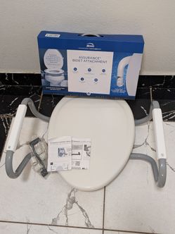 Bemis Assurance 3" Elongated Raised Toilet Seat with Handles and Bidet Attachment White