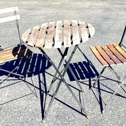 Bistro Set, Table & 2 Chairs, Wood Slay & Iron