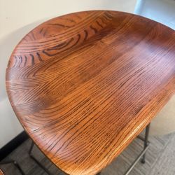 Wood Tractor Seat Bar Stool With Iron Legs