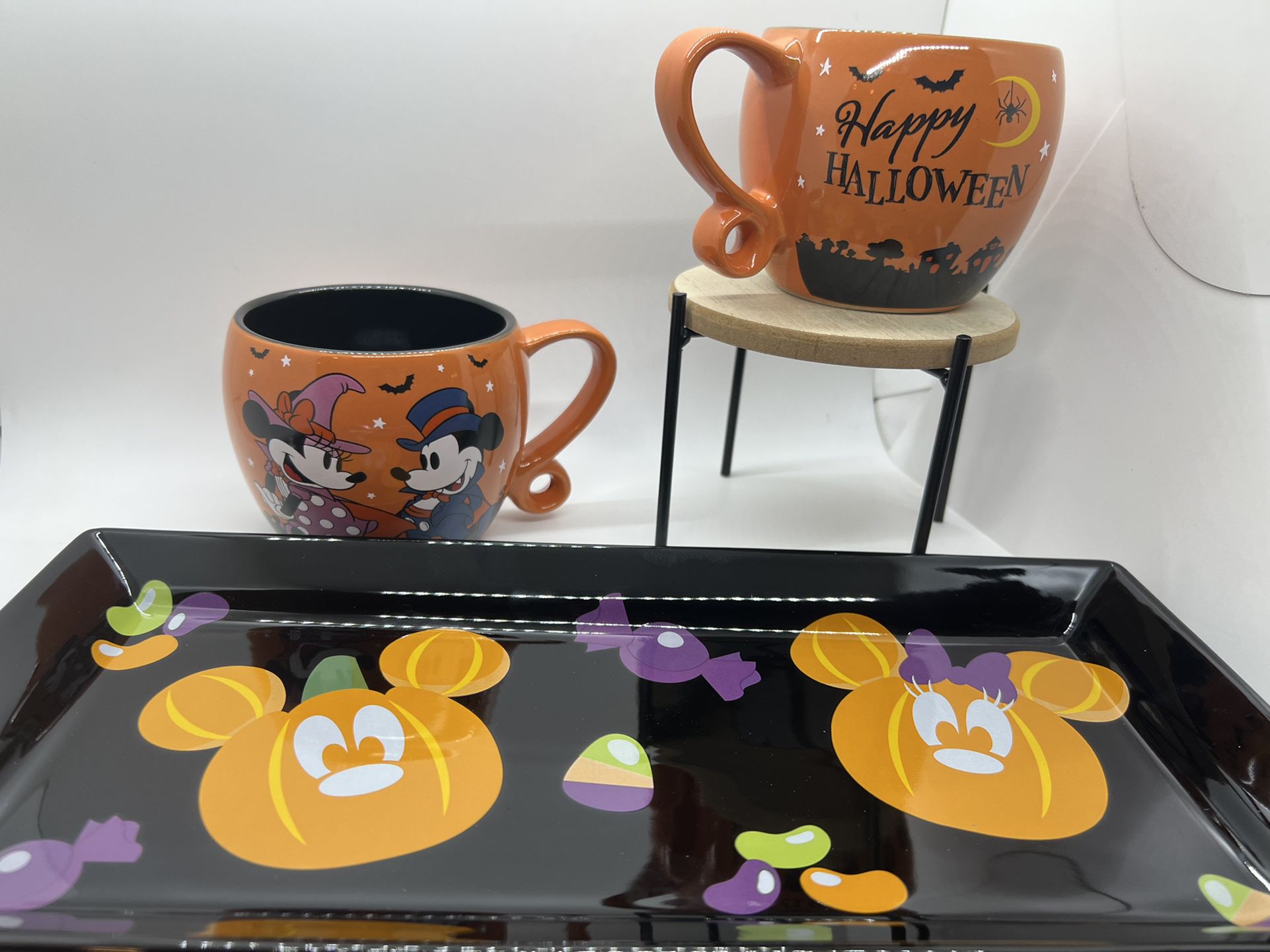 Disney Mickey Halloween Mugs And Platter