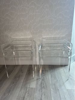 Set of 2 Clear Acrylic End Tables / Nightstands