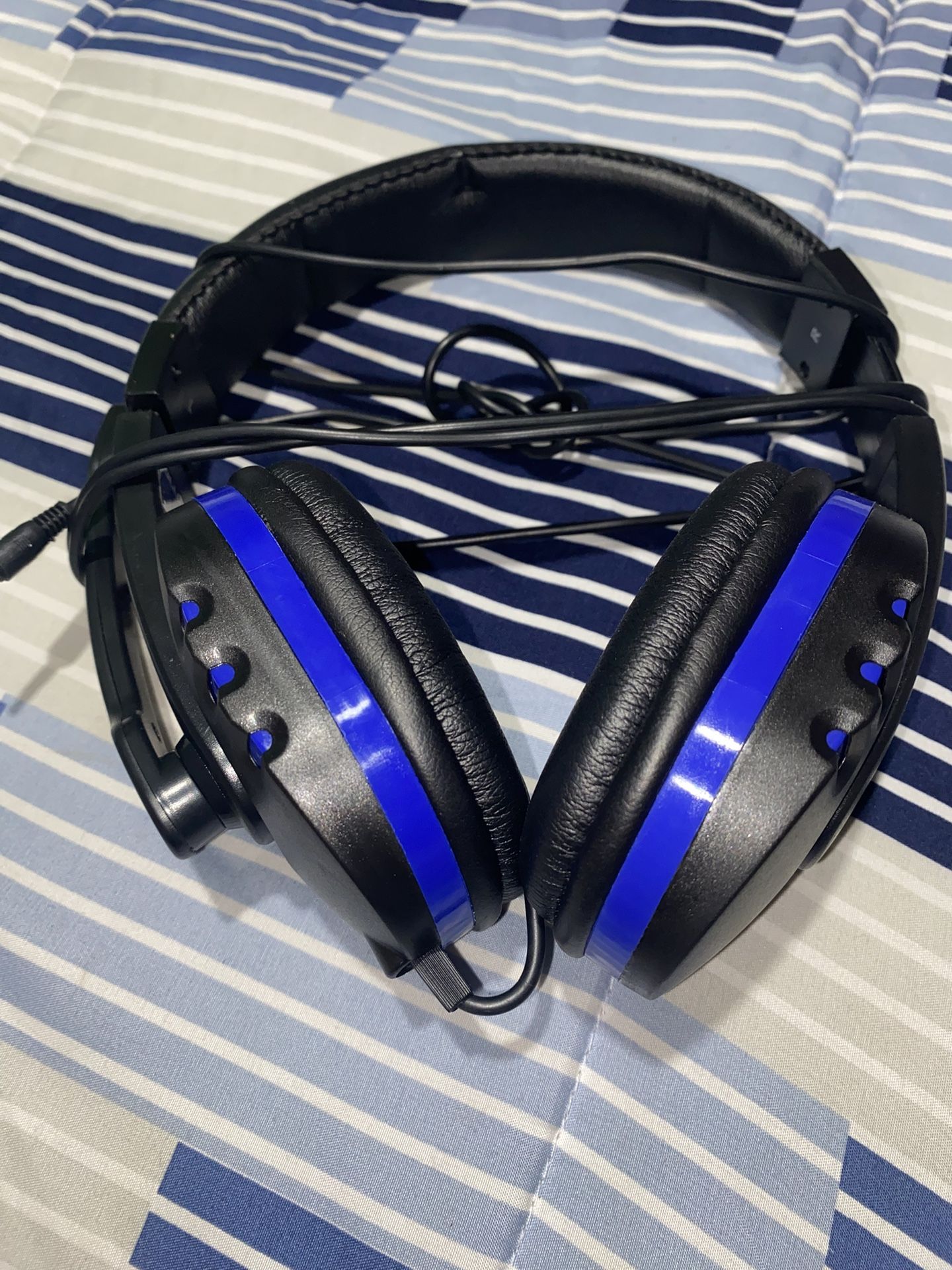 Blue gaming headphones