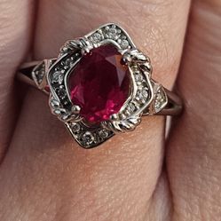  925 Lab Ruby Size 8 Ring 