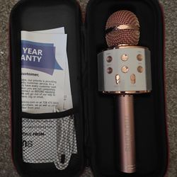 Mockins Pink Bluetooth Karaoke Mic for Kids - Wireless Karaoke Microphone with Built-in Speaker, Compatible with iOS & Android